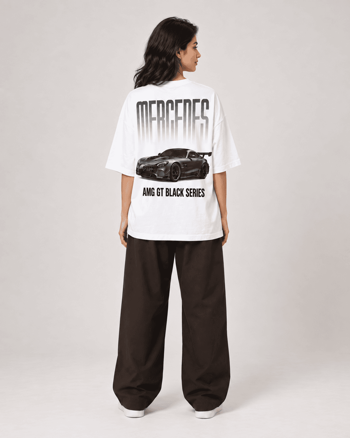 Mercedes AMG GT Graphic Oversized T-Shirt-White